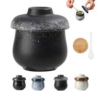 Coddled Egg Cups with Lids,Vintage Ceramic Soft Boiled Egg Cooker,Soft Boiled Egg Maker for Breakfast,Retro Table Treasure Chawanmushi Steamed Eggs Dish (C)