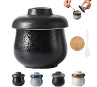 Coddled Egg Cups with Lids,Vintage Ceramic Soft Boiled Egg Cooker,Soft Boiled Egg Maker for Breakfast,Retro Table Treasure Chawanmushi Steamed Eggs Dish (B)