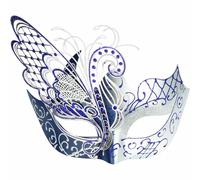 Coddsmz Mysterious Veneziano Farfalla Lucida Signora Masquerade Halloween Mardi Gras Party Mask (argento + blu)