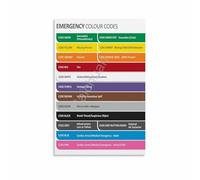 Code Chart Color Coded Emergency List Wall-Art Print for Workshop Office Utility Room(Unframed,08x12inch(20x30cm))