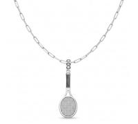 CODEONE Ciondolo ATP Tour Catena Ancorata 50 cm | Acciaio Inossidabile Color Argento | Design Artigianale Sportivo | Racchetta da Tennis | Confezione Regalo