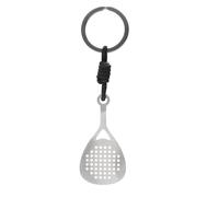 CODEONE Portachivi Padel Tour con Nodo in Nylon Nero 2mm | Acciaio Inossidabile Colore Argento | Design Artigianale Sportivo | Racchetta | Confezione Regalo