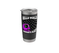 Coder Hello World Goodbye Sleep Computer Science Retro Bicchiere termico in acciaio inox doppia parete