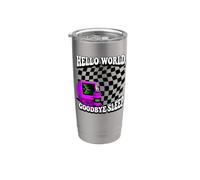 Coder Hello World Goodbye Sleep Computer Science Retro Bicchiere termico in acciaio inox doppia parete
