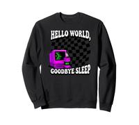 Coder Hello World Goodbye Sleep Computer Science Retro Felpa