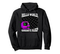 Coder Hello World Goodbye Sleep Computer Science Retro Felpa con Cappuccio