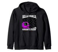 Coder Hello World Goodbye Sleep Computer Science Retro Felpa con Cappuccio