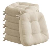 Codi Set di 6 cuscini per sedia 40 x 40 x 8 cm, extra spessi, comodi cuscini per sedia con rivestimento idrorepellente, lavabili, antiscivolo, in memory foam, per sedie da esterno e da giardino, beige