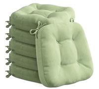Codi Set di 6 cuscini per sedia 40 x 40 x 8 cm, extra spessi, comodi cuscini per sedia con rivestimento idrorepellente, lavabili, antiscivolo, in memory foam, per sedie da esterno e da giardino, verde