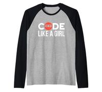 Codice Come Una Ragazza Programmatore codifica Programmazione Maglia con Maniche Raglan