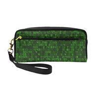 Codice computer decimale verde del programmatore, Borsa per il trucco Borsa per cosmetici Borsa da viaggio portatile da toilette Astuccio in pelle per donne e ragazze