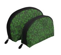 Codice computer decimale verde del programmatore, Borsa per trucco a conchiglia Portamonete da donna Borsa da toilette piccola Borsa per cosmetici 2 pezzi
