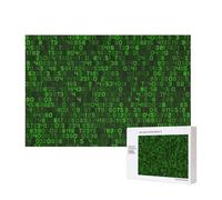 Codice del computer decimale verde del programmatore,Puzzle in legno da 300 pezzi per famiglie, per adulti e adolescenti, decorazioni per la casa