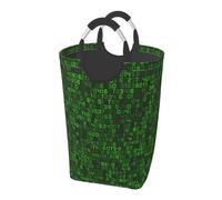 Codice informatico decimale verde del programmatore, Cesto portabiancheria pieghevole, Grande contenitore portaoggetti resistente con manici, 50 litri