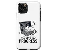 Codifica in corso: programmatore rilassato con un gatto che sonnecchia Custodia per iPhone 11 Pro