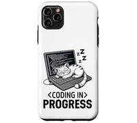 Codifica in corso: programmatore rilassato con un gatto che sonnecchia Custodia per iPhone 11 Pro Max