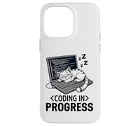 Codifica in corso: programmatore rilassato con un gatto che sonnecchia Custodia per iPhone 14 Pro Max