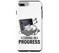 Codifica in corso: programmatore rilassato con un gatto che sonnecchia Custodia per iPhone 7 Plus/8 Plus
