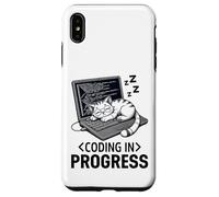 Codifica in corso: programmatore rilassato con un gatto che sonnecchia Custodia per iPhone XS Max