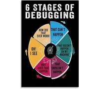 Coding Debugging Poster 6 Stages Wall Art Computer Science Educational Print for Developers Classroom Home Office Wall Decor(Unframed,08x12inch(20x30cm))