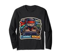 Coding Ninja Divertente Coder Programmatore Ingegnere Informatico Divertimento IT Maglia a Manica