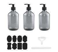 CODIRATO 3 Pz Bottiglie Vuote con Pompa a Pressione 500ml Riutilizzabili Dispenser Bottiglie Plastica Ricaricabili con Imbuto, Penna e Etichetta Flaconi Vuoti da Viaggio per Lozioni, Shampoo - Nero