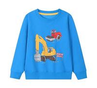 Codkkre Felpa Bambino Pullover Bimbo Dinosauro in Cotone Girocollo Sportivo Sweatshirt Ragazzi Autunno Inverno Felpa Bambini, Escavatore/Blu, 4 Anni