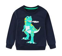 Codkkre Felpa Bambino Pullover Bimbo Dinosauro in Cotone Girocollo Sportivo Sweatshirt Ragazzi Autunno Inverno Felpa Bambini, Dinosauro/Blu Scuro 2, 5 Anni