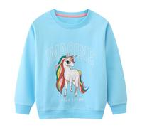 Codkkre Felpa Senza Cappuccio Bambina Cotone Pullover Ragazza Casuale Felpa Maniche Lunghe Bambina 2-7 Anni, Stile 2, 7 Anni