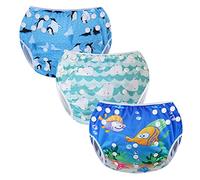 Codkkre Pannolino Nuoto Neonato Costume Neonata 3 Pz Piscina Riutilizzabile Pannolini Lavabili Contenitivo per 0-3 Anni(Pinguino+balena+pesce)