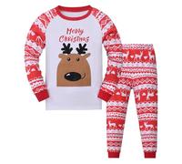 Codkkre Pigiama Natale Bambino e Bambina Pigiami Natalizio Ragazzo Due Pezzi in Cotone Unisex Bambini e Ragazzi 2-12 Anni, Stile 4, 5 Anni