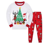 Codkkre Pigiama Natale Bambino e Bambina Pigiami Natalizio Ragazzo Due Pezzi in Cotone Unisex Bambini e Ragazzi 2-12 Anni, Stile 1, 3 Anni