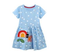 Codkkre Vestito Bambina Regali di Pasqua Abiti Cotone da Ragazza Bambine Vestitos Girocollo Bambina Abito da Principessa per la Festa Estiva 4 Anni