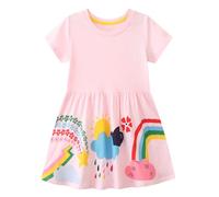 Codkkre Vestito Bambina Regali di Pasqua Abiti Cotone da Ragazza Bambine Vestitos Girocollo Bambina Abito da Principessa per la Festa Estiva 3 Anni