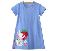 Codkkre Vestito Unicorno per Bambina Abiti Cotone da Ragazza Bambine Vestitos Girocollo Bambina Abito da Principessa per la Festa Estiva Taglia 4 Anni