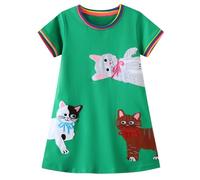 Codkkre Vestito Unicorno per Bambina Abiti Cotone da Ragazza Bambine Vestitos Girocollo Bambina Abito da Principessa per la Festa Estiva Taglia 3 Anni