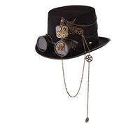 Codreamer - Cappelli da costume da Steampunk, unisex, con occhialini Nero （L）