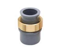 Codulo diritto multiuso pvc grigio ad incollo ø40/32 mm con dado ottone Ø 1"1/4 grigio - topo