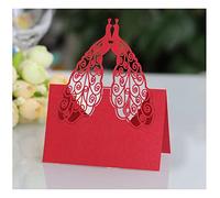 Codulu 50 segnaposto da tavolo, con pavoni, piegati, per feste di compleanno, matrimoni, colore: rosso