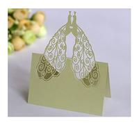 Codulu 50 segnaposto da tavolo, con pavoni, piegati, per feste di compleanno, matrimoni, colore: verde