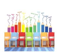 Codulu Adesivi da parete a forma di pastello arcobaleno, adesivi da parete colorati per camera da letto dei bambini, soggiorno, asilo, sfondo, decorazione da parete