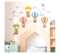 Codulu Adesivi da parete con animali in mongolfiera, uccelli, nuvole, decalcomanie da parete per camera da letto dei bambini, soggiorno, asilo, sfondo decorazione da parete