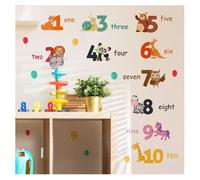 Codulu Adesivi da parete con numeri di animali, panda, zebra, leone, decalcomanie da parete per camera da letto, soggiorno, asilo, sfondo decorazione da parete