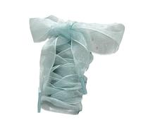 Codulu Lacci per scarpe in chiffon piatti con nastro di organza, 2,5 cm di larghezza, per donne e ragazze, scarpe sportive, scarpe casual, 140 cm, Azzurro, 140