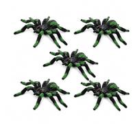 Codulu Ragni in plastica 6,3 cm,Decorazione Halloween,Set da 5,Verde | Set da 5 ragni finti in plastica,corpo testurizzato da 6,3 cm,decorazione Halloween per tavolo,giardino,casa e scherzi