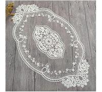 Codulu Tovagliette in pizzo, sottobicchieri, centrini ovali all'uncinetto, tovaglia ricamata per fai da te, decorazione per matrimoni, 1 pezzo, bianco