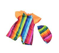 Codulu Vestiti per bambole, costume da bagno a righe e cuffia da nuoto, accessorio carino regalo per bambole American Girl da 46 cm
