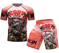 Cody Lundin Compressione manica corta e pantaloncini tailandesi combattono MMA Kick Boxing pantaloncini allenamento sport tuta per gli uomini, Stile H., L