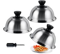 COEKI Cappe per Hamburger, 3 Pezzi Campana per Hamburger con 3 Manico e 1 Cacciavite per Barbecue, Cucina, Bistecca, Barbecue e teppanyaki (16 x 11.5 cm)