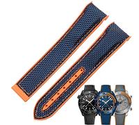 COEPMG 20mm 22mm orologio bracciale per Omega 300 SEAMASTER 600 PLANET OCEAN fibbia pieghevole silicone nylon cinturino accessori orologio cinturino cinturino (colore: blu arancione, dimensioni: 22mm)
